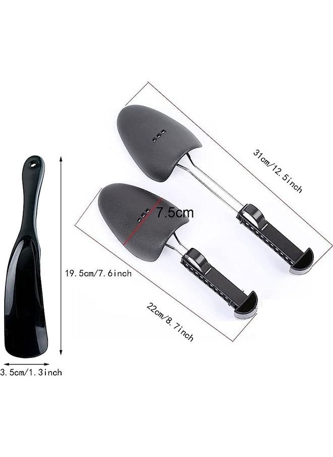 Generic Shoe Stretcher Shoehorn Set 2 Pair Plastic Adjustable Boot Holder Shoes Shape Keeper and Shoehorn  - Image 2