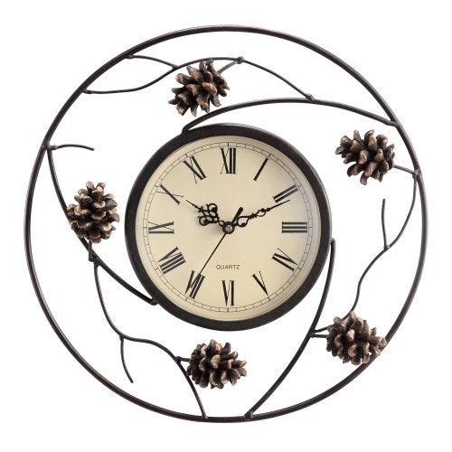 SPI Home Pinecone Wall Clock, White, 2.5" x 12.5" x 12.5" - Image 1
