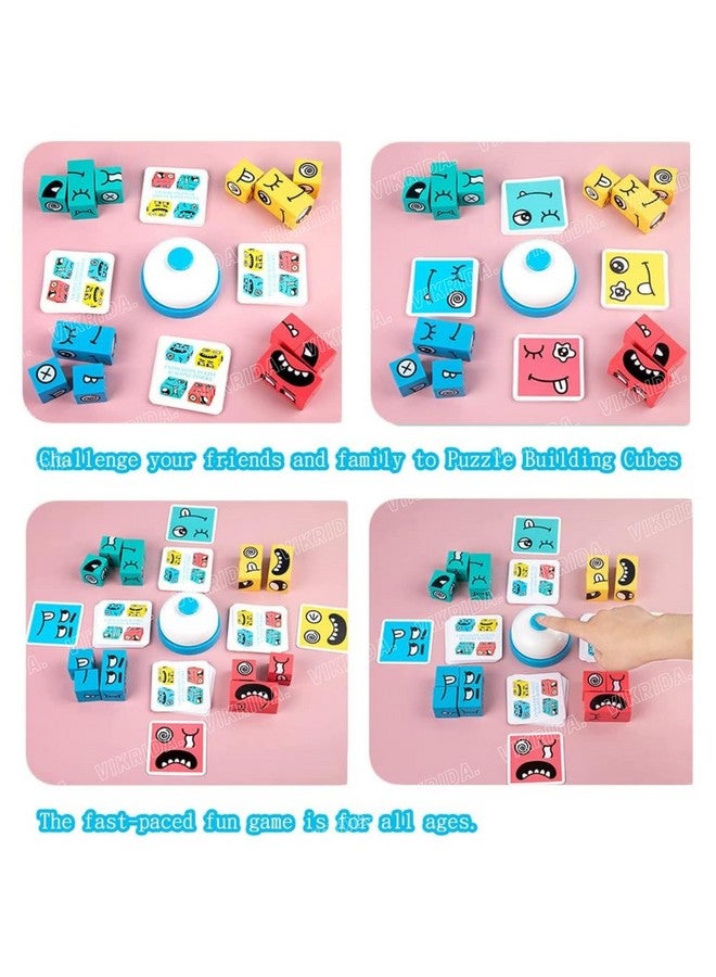 VikriDA Emoji Cube face Game with Bell for Kids | Expressions Matching Block Puzzle Toy Toddler Toy | Cute Face Changing Cube with 16 Cube Parent-Child Board Games | Preschool Educational Learning Toy - Image 3