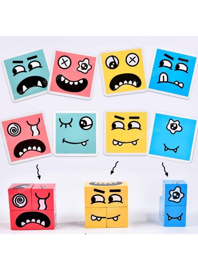VikriDA Emoji Cube face Game with Bell for Kids | Expressions Matching Block Puzzle Toy Toddler Toy | Cute Face Changing Cube with 16 Cube Parent-Child Board Games | Preschool Educational Learning Toy - Image 5