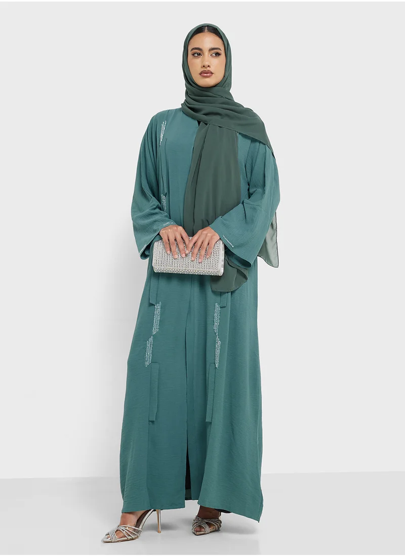 hayas closet Embellished Abaya with Sheila