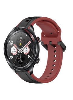 Replacement Strap For Honor Watch Dream 22mm Convex Loop Two-Color Silicone Watch Band Black+Red