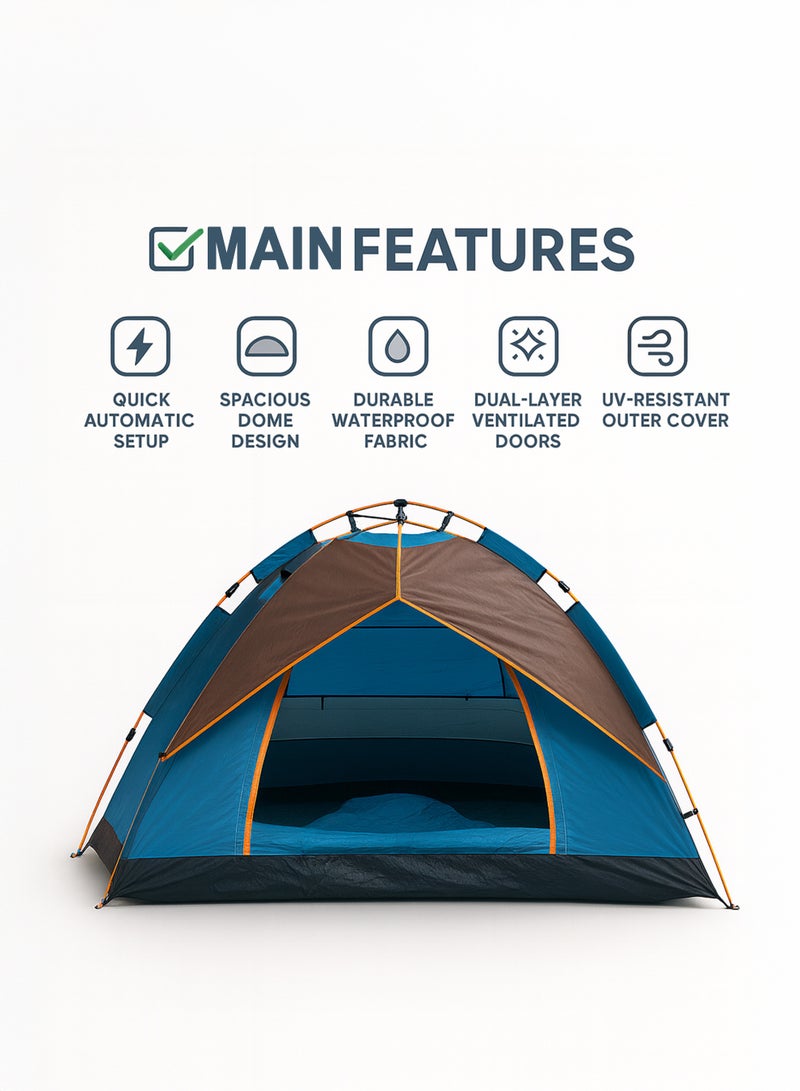 دي بلو خيمة تخييم منبثقة مع حقيبة حمل، مأوى خارجي خفيف الوزن مقاوم للرطوبة للمشي لمسافات طويلة والتخييم على الشاطئ والنزهات - Image 4
