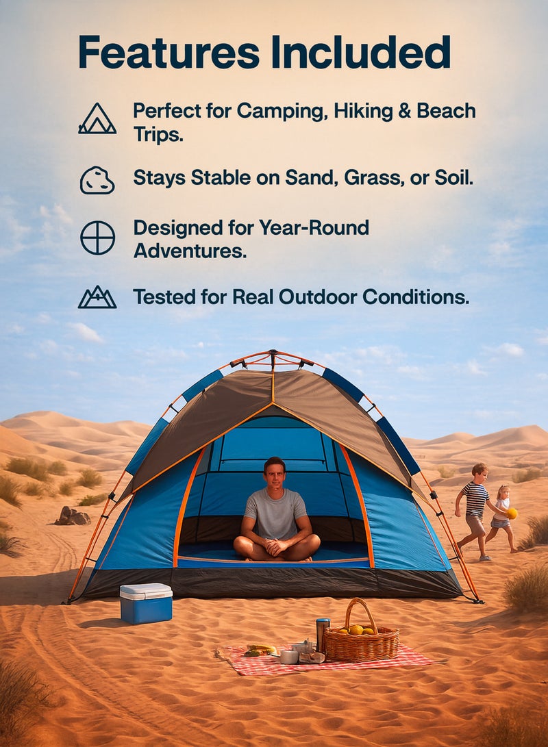دي بلو خيمة تخييم منبثقة مع حقيبة حمل، مأوى خارجي خفيف الوزن مقاوم للرطوبة للمشي لمسافات طويلة والتخييم على الشاطئ والنزهات - Image 5
