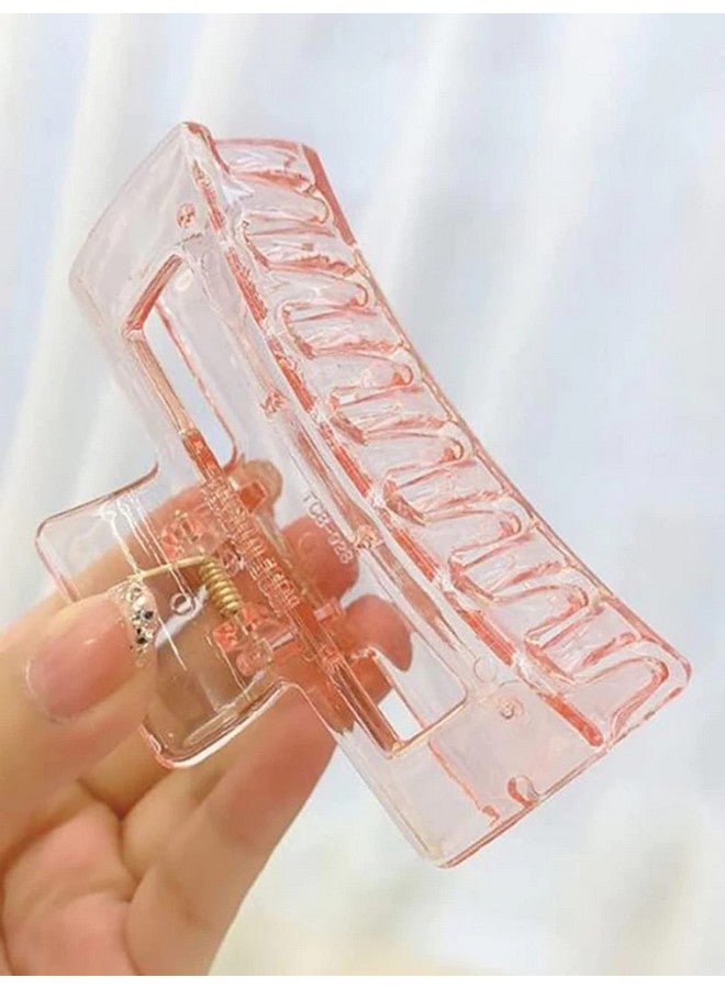 التعارف مشبك شعر كبير من البلاستيك الشفاف متعدد الألوان على الطراز الكوري مع فك طويل وإكسسوارات شعر للنساء والفتيات (عبوة من 3 قطع) - Image 3