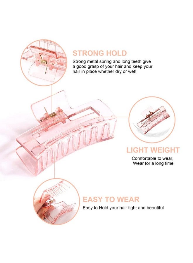 التعارف مشبك شعر كبير من البلاستيك الشفاف متعدد الألوان على الطراز الكوري مع فك طويل وإكسسوارات شعر للنساء والفتيات (عبوة من 3 قطع) - Image 1