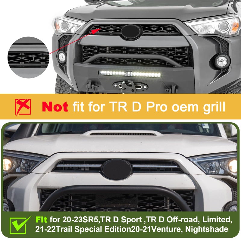BreTrewri Led Grill Grille Light for 2021 2022 2023 2024 Toyota 4Runner Sr5 Limited TRD-pro Sport Off-Road Front Raptor Lights for Toyota 4Runner Emblems (Amber Lights+Emblems) - Image 3
