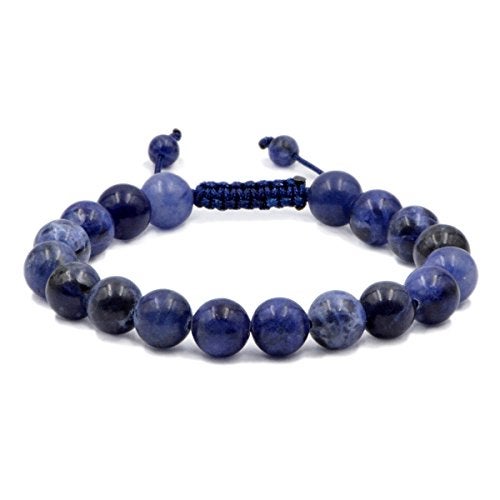 AD Beads Natural 10mm Gemstone Bracelets Healing Power Crystal Macrame Adjustable 7-9 Inch (Sodalite) - Image 1