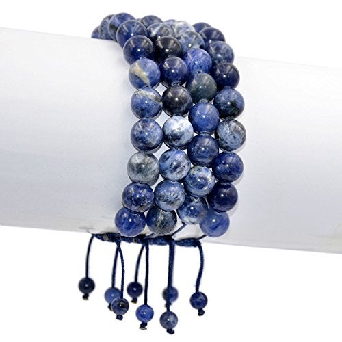 AD Beads Natural 10mm Gemstone Bracelets Healing Power Crystal Macrame Adjustable 7-9 Inch (Sodalite) - Image 3
