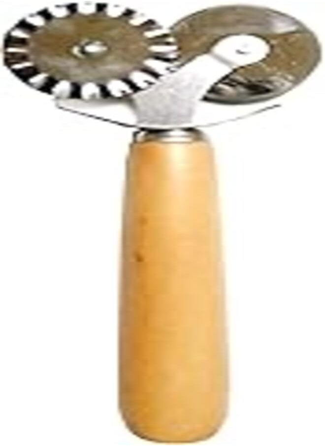 OR Emporia Stainless Steel With Wooden Handle Double Pastry Wheel, Pizza Cutter 