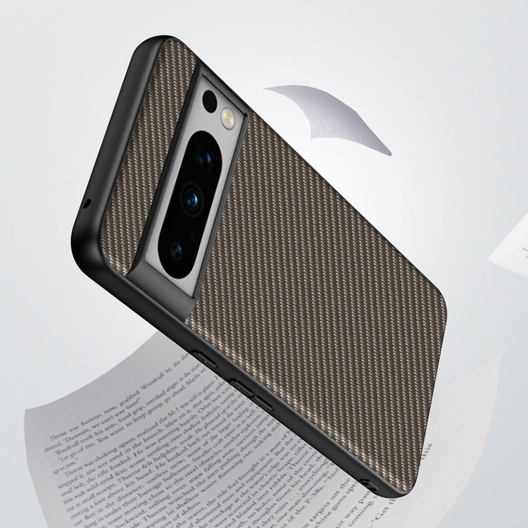 HuHa Protective Cover For Google Pixel 9 / 9 Pro Ultra-thin Carbon Fiber Texture Printing Phone Case(Gold) - Image 4