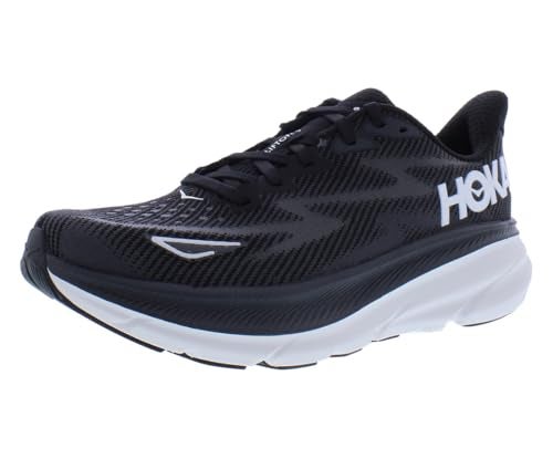 HOKA ONE ONE Clifton 9 Mens Shoes Size 10.5, Color: Black/White - Image 1