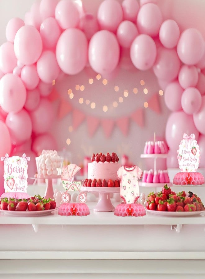 Celee Berry Sweet Baby Shower Table Centerpieces - 12PCS Strawberry Girl Baby Shower Decorations, Pink Baby in Bloom Theme for A Berry Sweet Baby is on the Way Party - Image 5