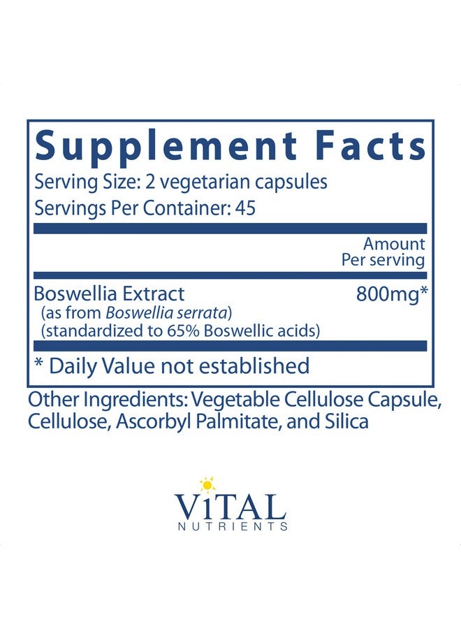 Vital Nutrients Boswellia Serrata Extract Herbal Support For Joint And Digestive Health 90 Vegetarian Capsules Per Bottle 400 Mg - Image 3