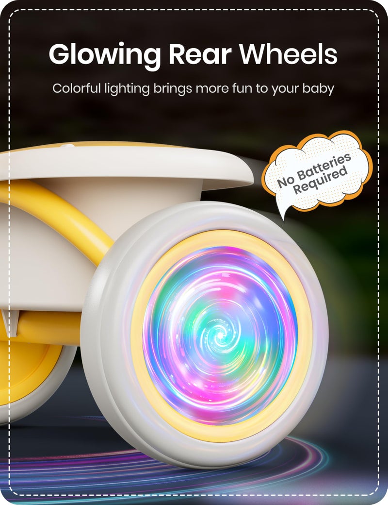 besrey Colorful Lighting Toddler Tricycle for Ages 18 Months to 5 Years, Toddler Bike with Bell, Kids Tricycle, Gift for 2-5 Year Olds, Toy for Boys and Girls, Tricycle for Toddlers, Yellow - Image 2