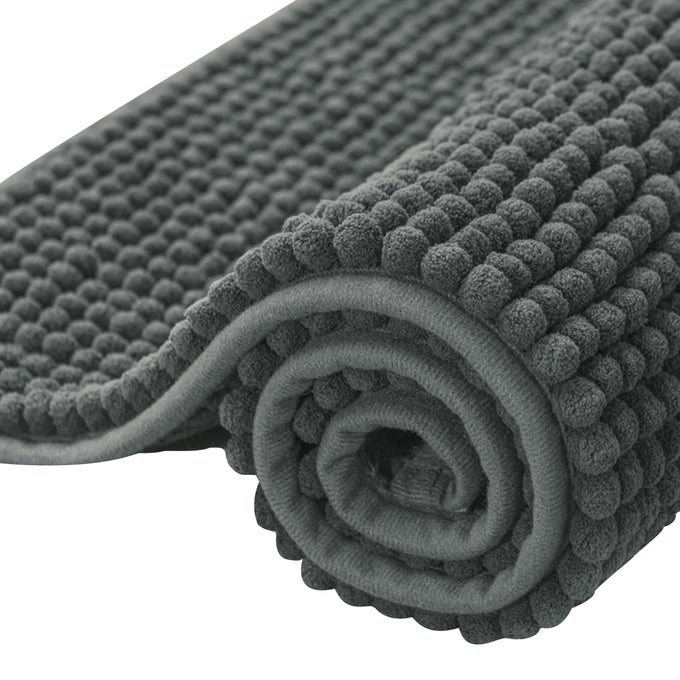 BATHROOM RUGS CHENILLE BATH RUG SOFT SHORT PLUSH BATH MAT SOFT SHOWER MAT WATER ABSORBENT SHOWER MAT QUICK DRY MACHINE WASHABLEGRAY16 X 24