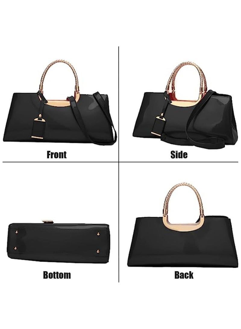 AROAQ Top-handle Handbags Purse Tote for Women Patent PU Satchel Gloss Wedding Shoulder Crossbody Bag - Image 2