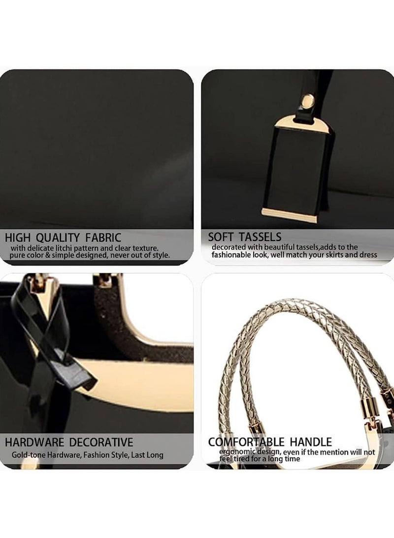 AROAQ Top-handle Handbags Purse Tote for Women Patent PU Satchel Gloss Wedding Shoulder Crossbody Bag - Image 3