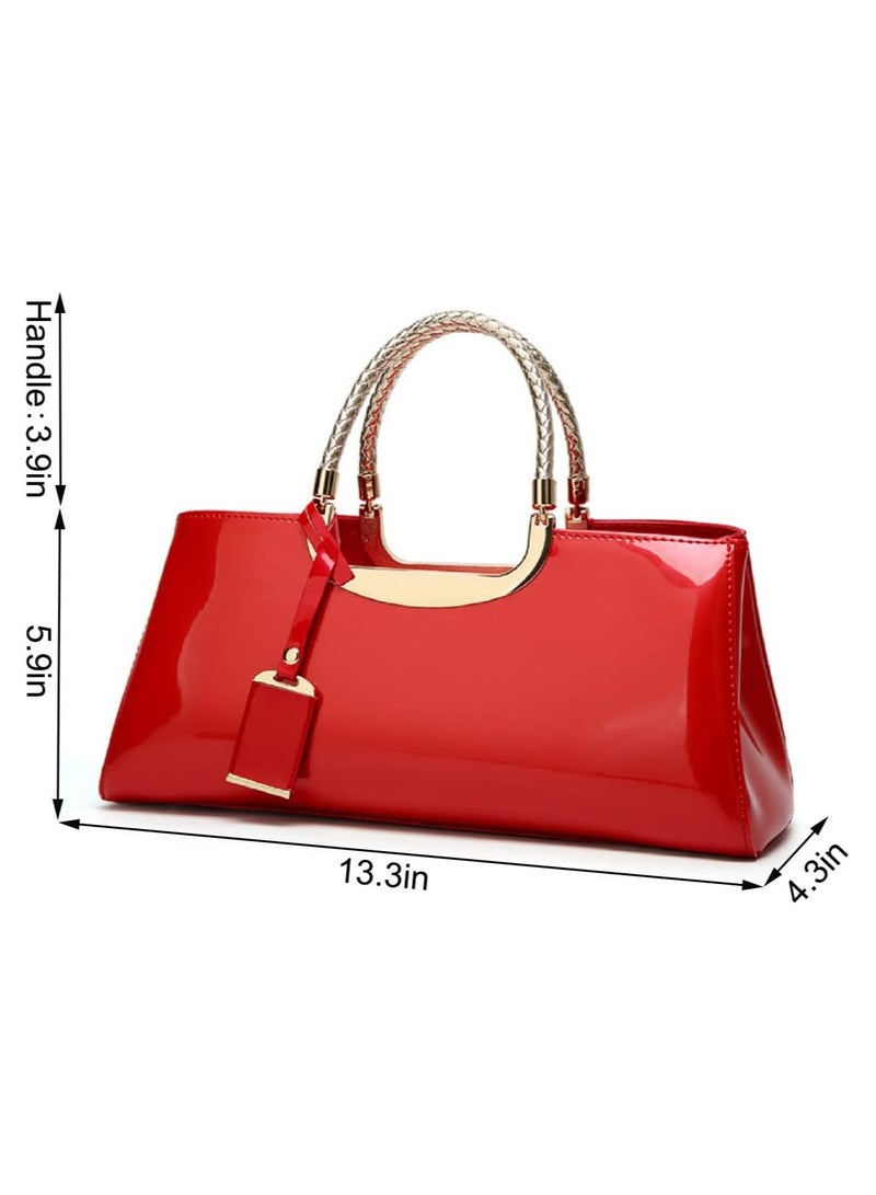 AROAQ Top-handle Handbags Purse Tote for Women Patent PU Satchel Gloss Wedding Shoulder Crossbody Bag - Image 5