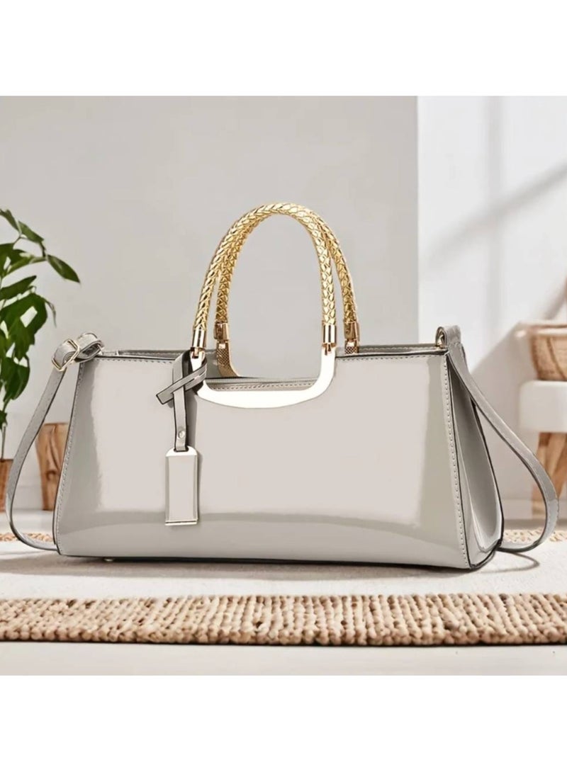AROAQ Top-handle Handbags Purse Tote for Women Patent PU Satchel Gloss Wedding Shoulder Crossbody Bag - Image 1