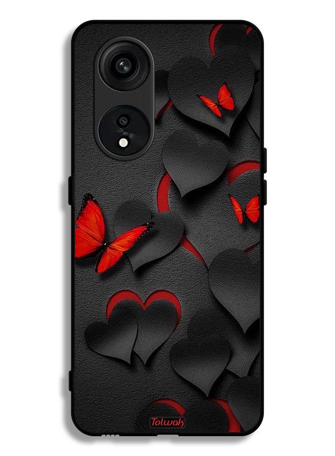Tolwak جراب حماية لهاتف Oppo Reno 8T 5G بنقشة قلوب وفراشات - Image 1