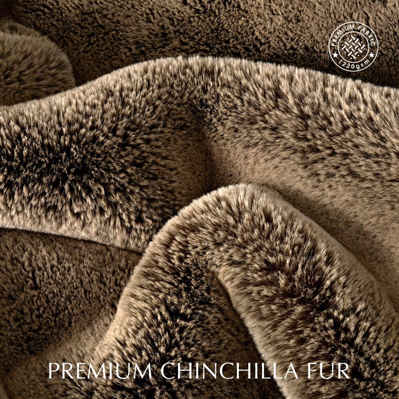 EVERGRACEHOME Luxury Soft Faux Chinchilla Fur Throw Blanket for Couch, Warm Thick Heavy Winter Throw Blanket 1220GSM for Bed, Fluffy Cozy Mink Blanket with Reversible Velvet, Brown Sable, 50"x60" - Image 3
