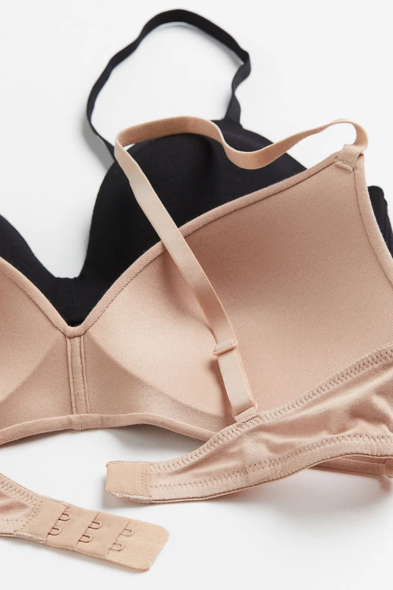 H&M  2-pack padded non-wired cotton bras for Women | Best Price UAE