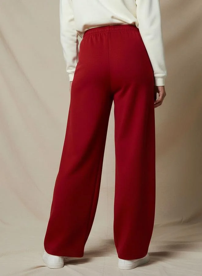 Lee Cooper RED Lee Cooper Straight Fit Elasticated Waist Pants for Women | Best Price UAE