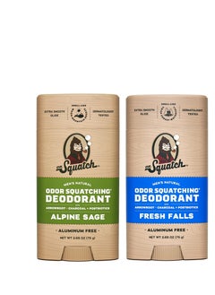 Dr. Squatch Dr. Squatch Natural Deodorant for Men – Odor-Squatching Men's Deodorant Aluminum Free - Alpine Sage + Fresh Falls (2.65 oz, 2 Pack)  - Image 1