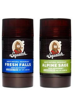Dr. Squatch Dr. Squatch Natural Deodorant for Men – Odor-Squatching Men's Deodorant Aluminum Free - Alpine Sage + Fresh Falls (2.65 oz, 2 Pack)  - Image 2