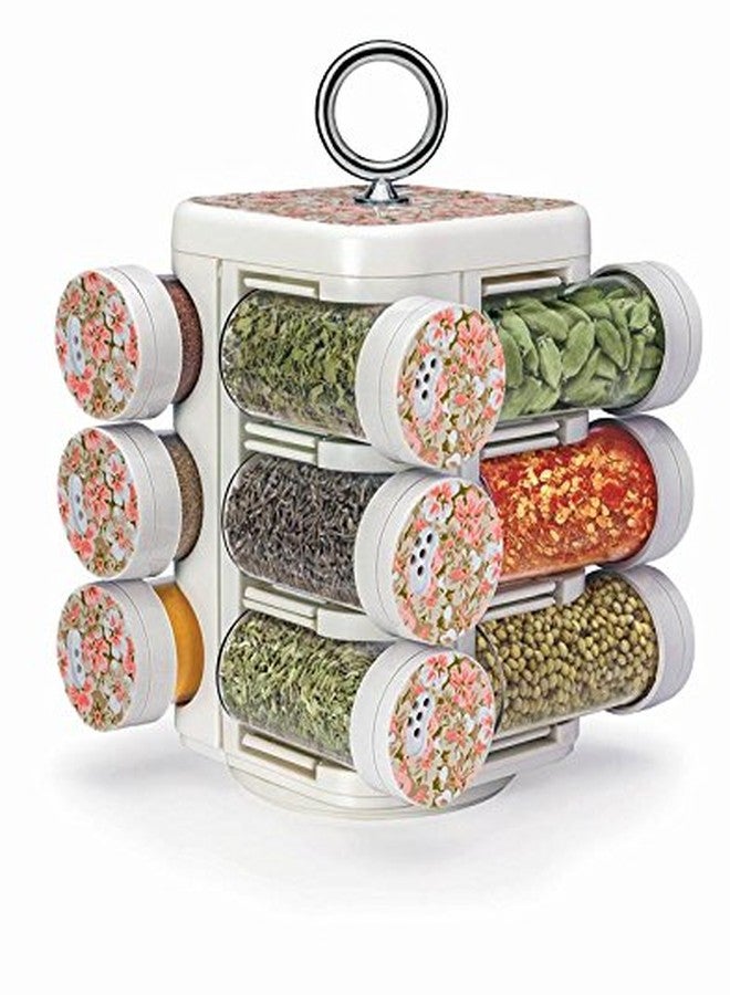 Go Hooked Spice Rack Kitchen Mate 12 Jar (Flower White)