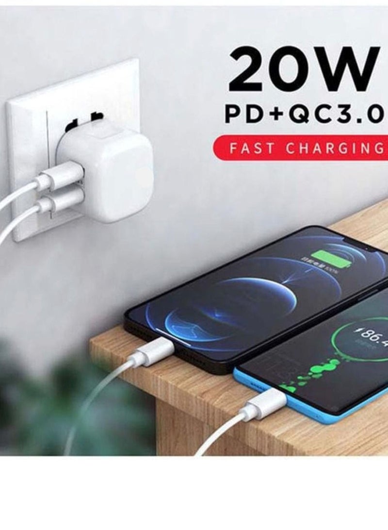20W USB Type C PD 3.0 Wall Charger Power Adapter with USB C Plug Fast Charging for Phones and 1M Cable for iPhone 12 Pro - Image 1