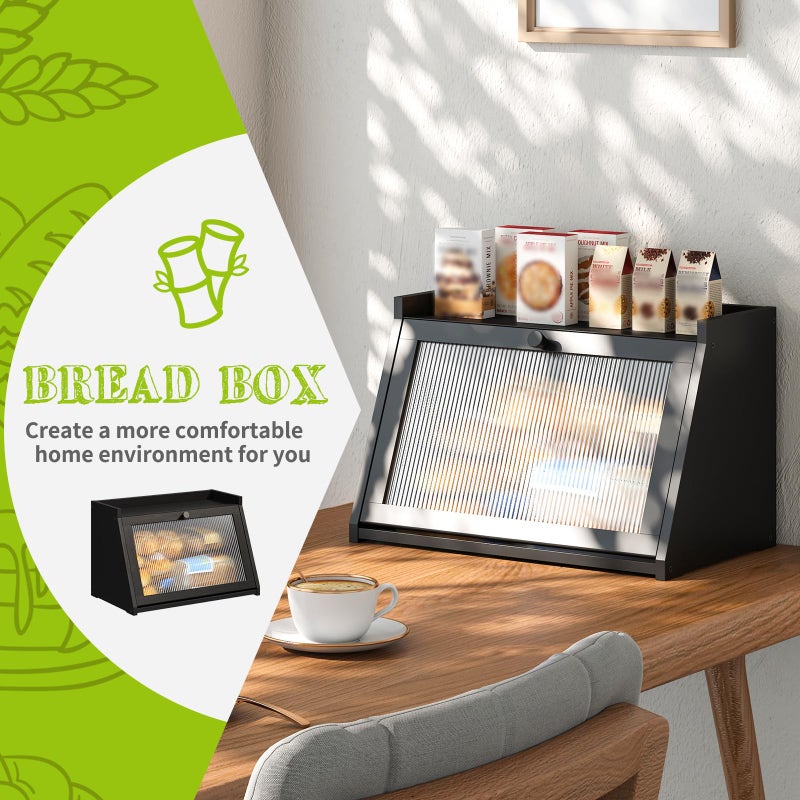 BMOSU Bread Box for Kitchen Countertop Large Capacity Corner Bread Box Farmhouse Bread Container Bread Storage Bread Holder (Black, Large) - Image 5