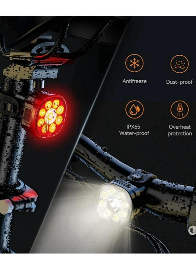 Dominy Bike Lights Set, USB Rechargeable Bike Lights Front & Back, IP65 Waterproof Bicycle Lights For Road Mountain  - Image 4
