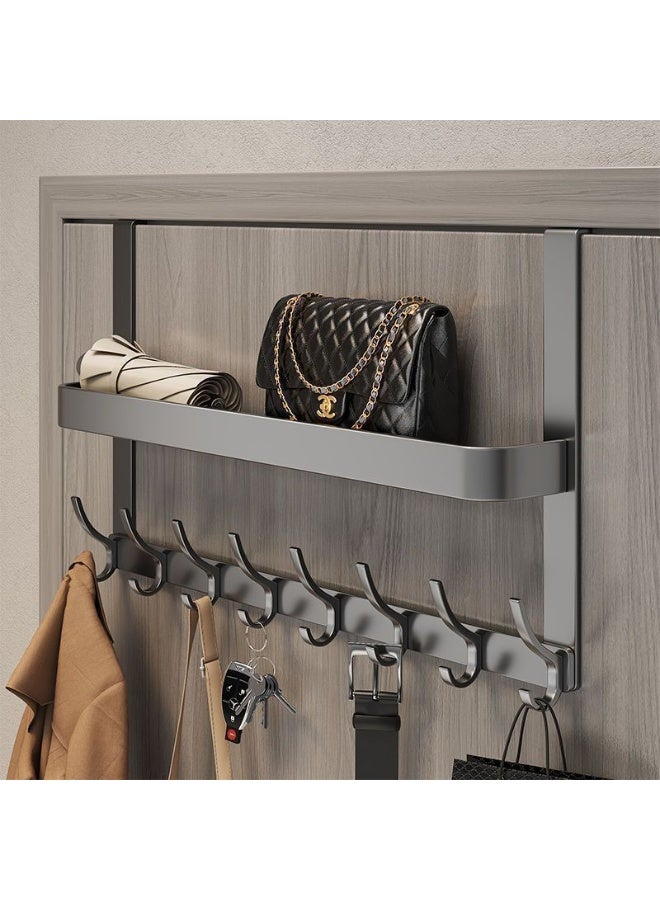 HOMESTAR Over Door Hook, Metal Clothes Rack with 2-Tier 6 Hooks, Over Door Towel & Coat Rack for Hanging Coats, Over Door Coat Rack for Bathroom, Behind Back of Door - Image 1