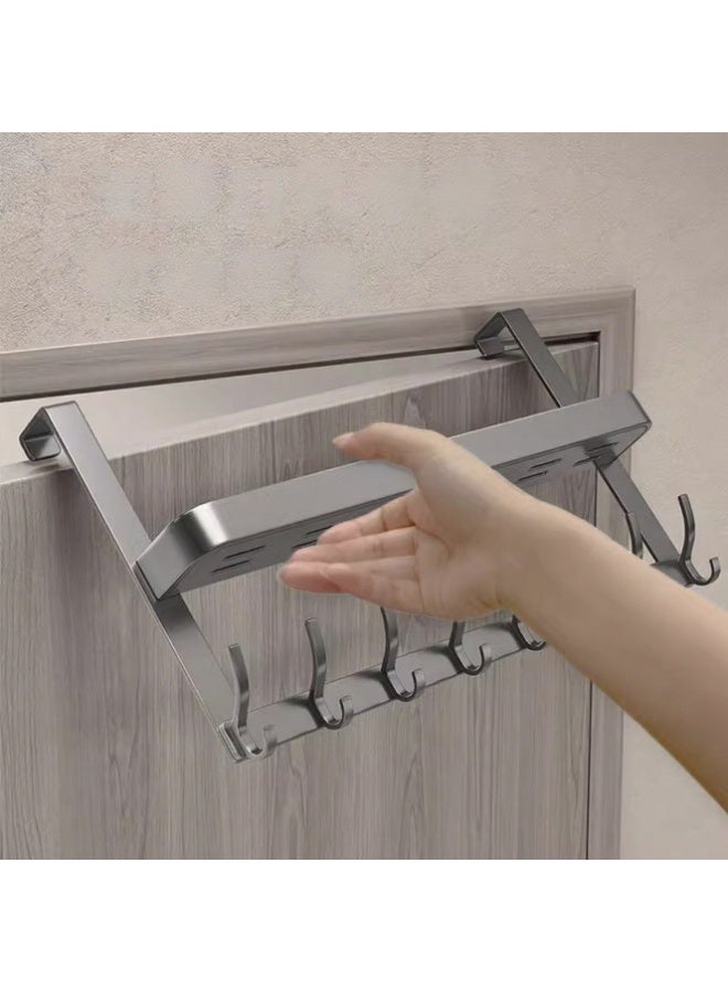 HOMESTAR Over Door Hook, Metal Clothes Rack with 2-Tier 6 Hooks, Over Door Towel & Coat Rack for Hanging Coats, Over Door Coat Rack for Bathroom, Behind Back of Door - Image 4