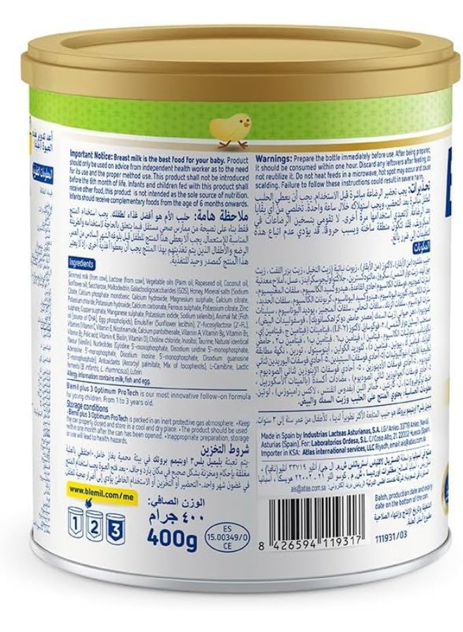 Blemil Plus 3 Optimum ProTech Most Advanced Nutritional Formula for Infant From 1-3 years. 400g - Image 4