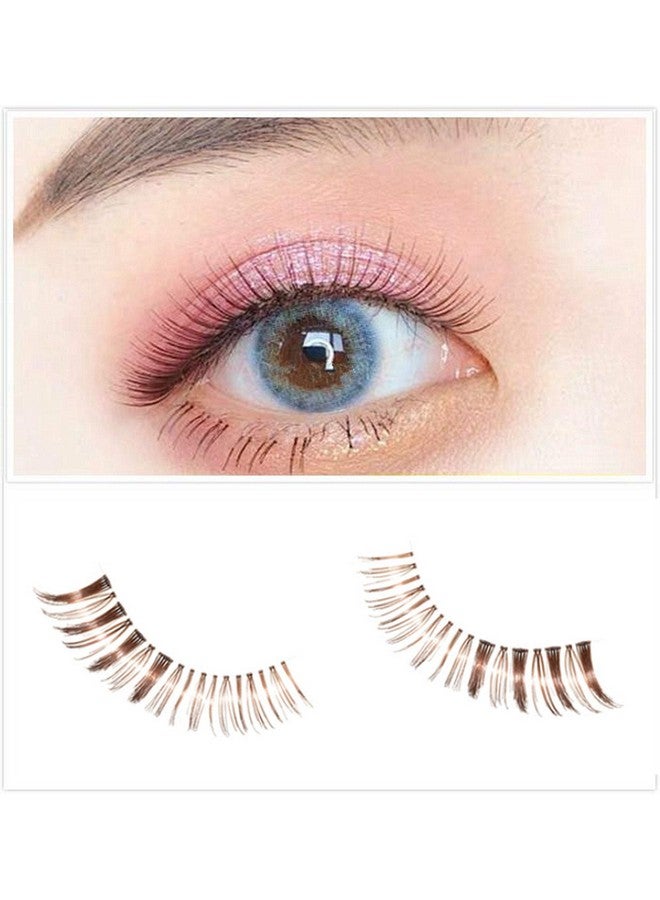 Dorisue Natural False Eyelashes Brown Eyelashes 3D Light Color False Eyelashes Short Handmade Lashes Wispies Natural False Eyelashes Eye Makeup Fake Eyelashes 5 Pairs Eyelashes Pack - Image 1