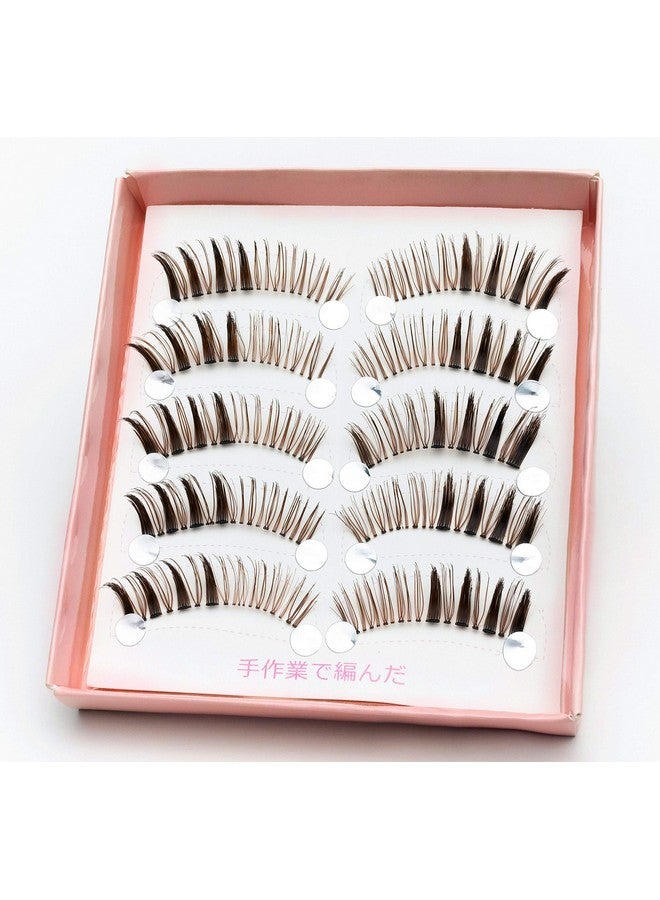 Dorisue Natural False Eyelashes Brown Eyelashes 3D Light Color False Eyelashes Short Handmade Lashes Wispies Natural False Eyelashes Eye Makeup Fake Eyelashes 5 Pairs Eyelashes Pack - Image 2