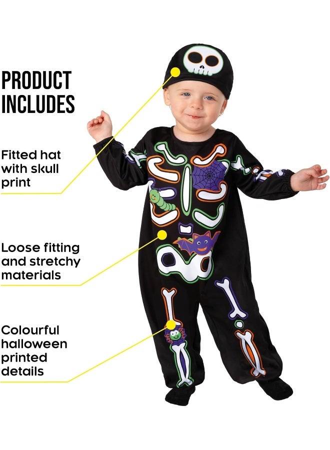Morph Skeleton Costume Kids Toddler Skeleton Outfit for Boys Baby Boy Halloween Dress Up Party Fun, 6-12 Months - Image 2