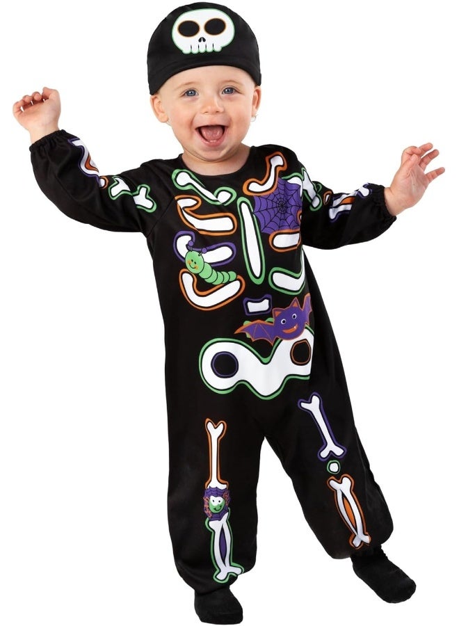 Morph Skeleton Costume Kids Toddler Skeleton Outfit for Boys Baby Boy Halloween Dress Up Party Fun, 6-12 Months - Image 1