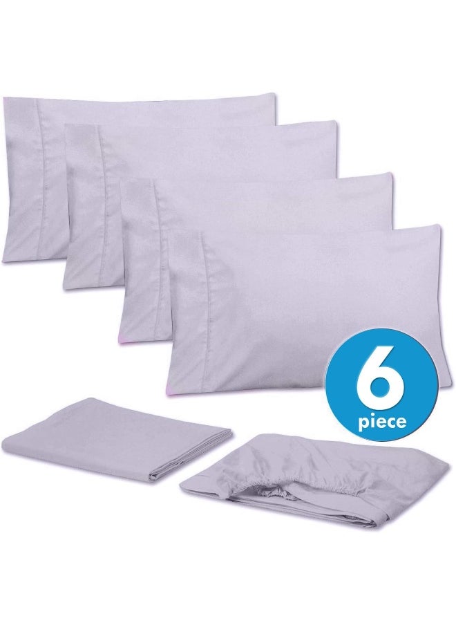 Sweet Home Collection Sweet Home Collection Full Size Bed Sheets - 6 Piece 1500 Supreme Fine Brushed Microfiber Deep Pocket Full Set Bedding - 2 Extra Pillow Cases, Great Value, Full, Lilac  - Image 3