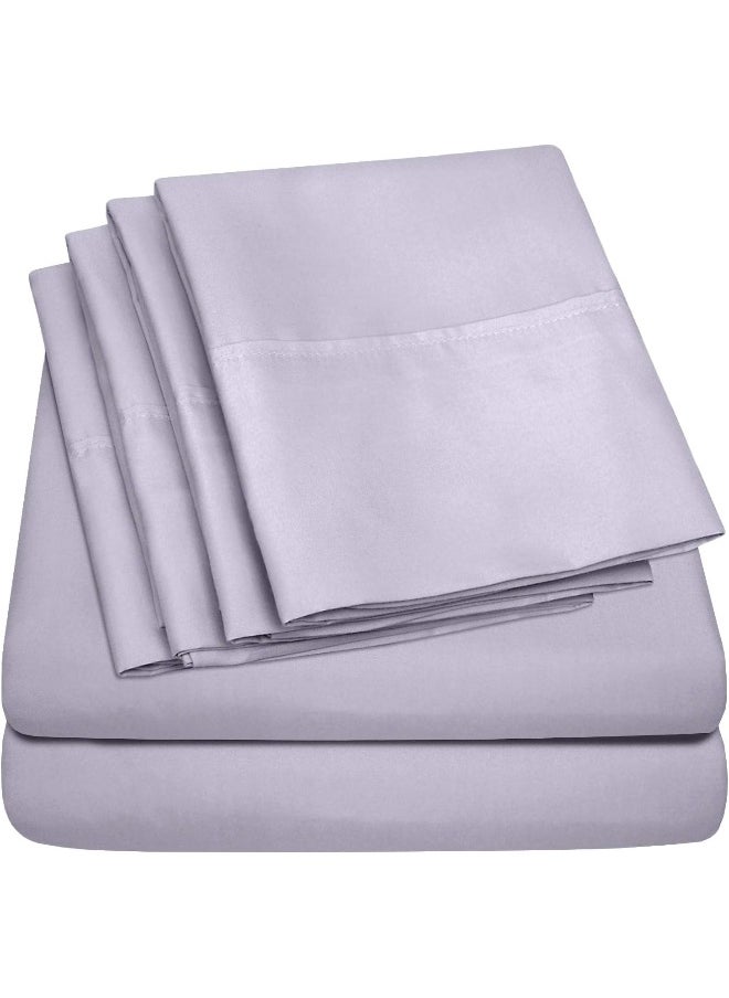 Sweet Home Collection Sweet Home Collection Full Size Bed Sheets - 6 Piece 1500 Supreme Fine Brushed Microfiber Deep Pocket Full Set Bedding - 2 Extra Pillow Cases, Great Value, Full, Lilac  - Image 1