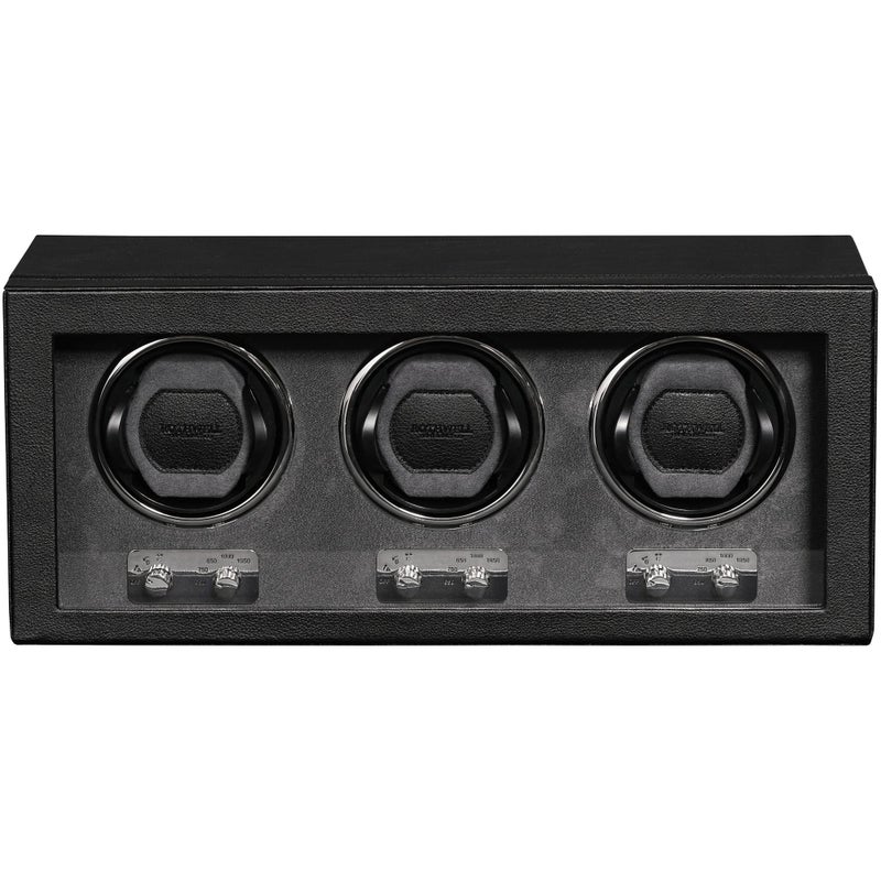 ROTHWELL Triple Watch Winder for Automatic Watches with Quiet Motor with Multiple Speeds and Rotation Settings BlackGrey