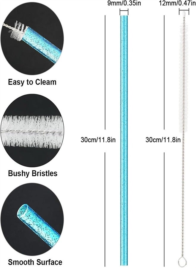 Color Replacement Straws for 40 oz 30 oz , 10pcs Color Glitter Reusable Straws with Cleaning Brush for Adventure Travel Tumbler Accessories, 12 in - Image 2