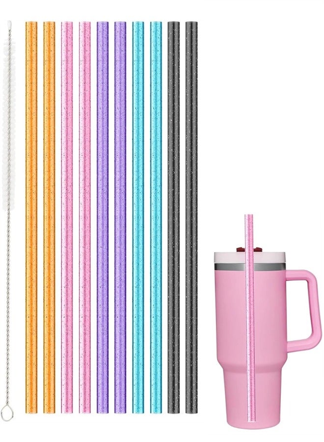 Color Replacement Straws for 40 oz 30 oz , 10pcs Color Glitter Reusable Straws with Cleaning Brush for Adventure Travel Tumbler Accessories, 12 in - Image 1