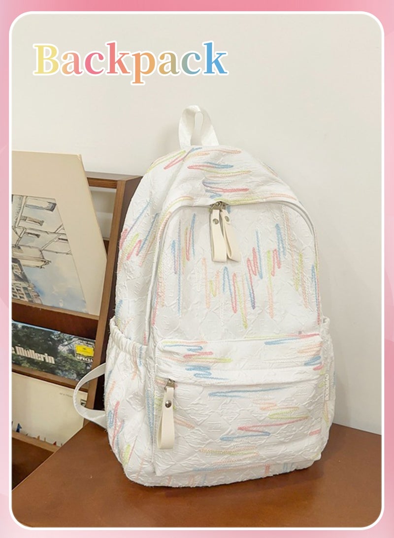Moovant Fashion Graffiti Backpack Unisex Simple Large Capacity Schoolbag Lightweight Travel Bag New Trendy All Match for Work, Commute, School - Image 2
