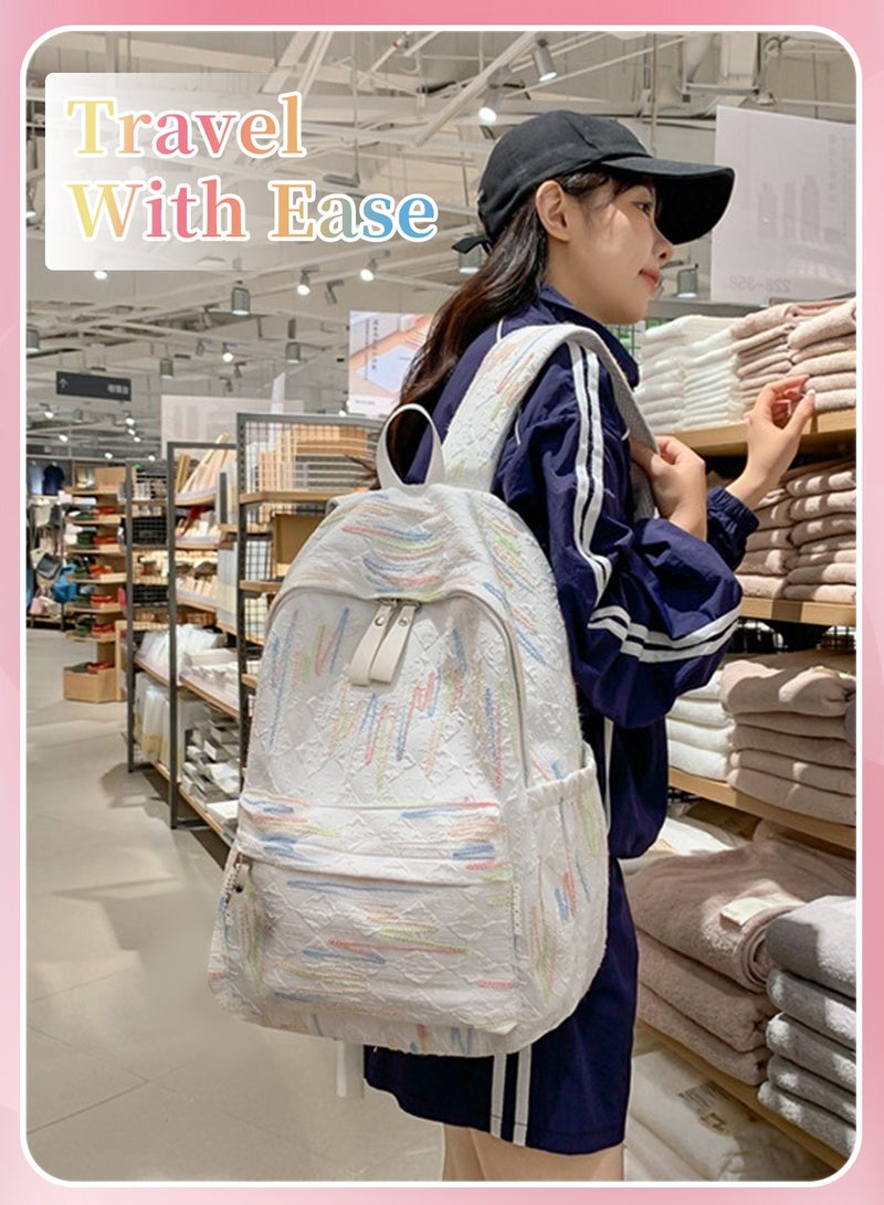 Moovant Fashion Graffiti Backpack Unisex Simple Large Capacity Schoolbag Lightweight Travel Bag New Trendy All Match for Work, Commute, School - Image 3