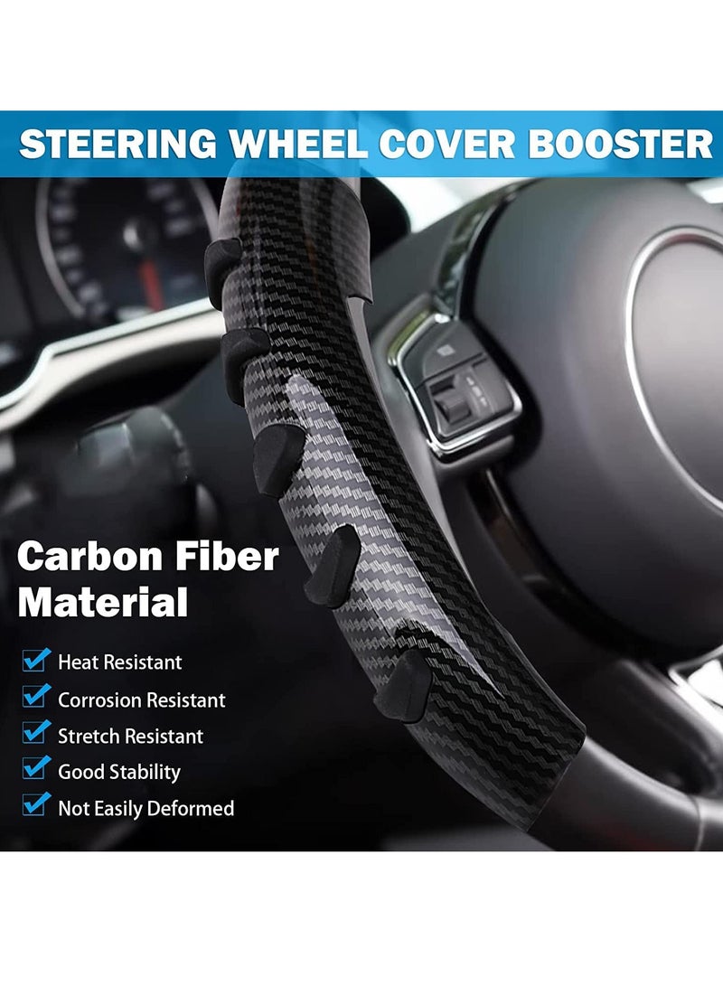 Carbon Fiber Steering Wheel Cover Non Slip Steering Wheel Grips Booster Cover Trim Universal for Toyota Ford BMW Chevy Nissan Hyundai Honda Kia Auto Car Wheel Protector Accessory Women Men 15 Inch - Image 4