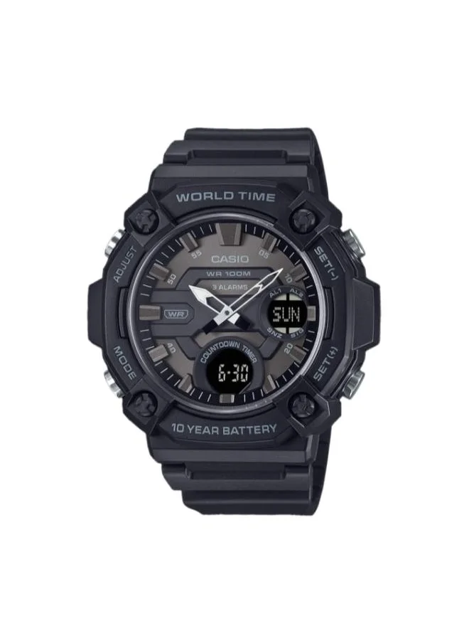 كاسيو Men's Analog-Digital Display Watch With Black Resin Strap - AEQ-120W-1BVDF